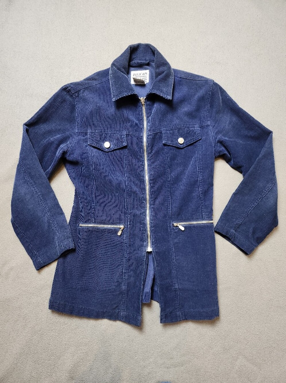 Pelican Cove Vintage Corduroy Pelican Cove Navy Mid Length Jacket Sz M Grunge